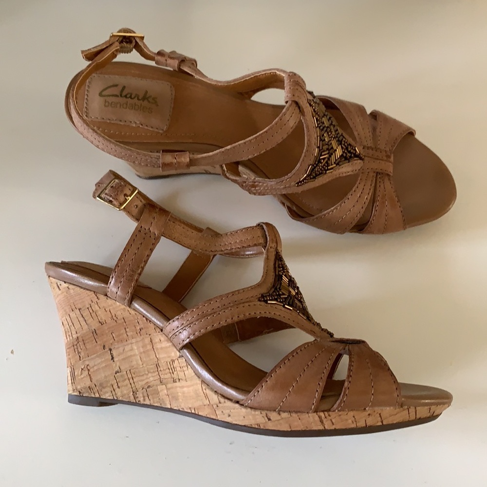 Clarks Wedge Sandals- Size 6.